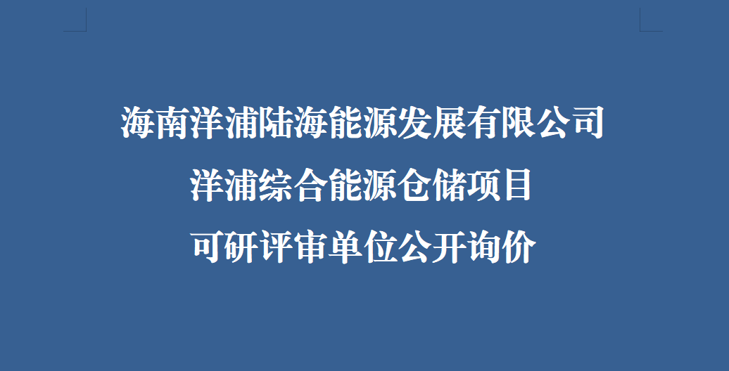 海南洋浦陆海能源发展有限公司洋浦综合能源仓储项目可